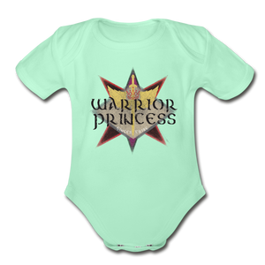 Warrior Princess - Organic Short Sleeve Baby Bodysuit - light mint