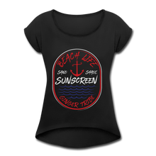Load image into Gallery viewer, Ginger Beach Life - Women&#39;s Roll Cuff T-Shirt - black
