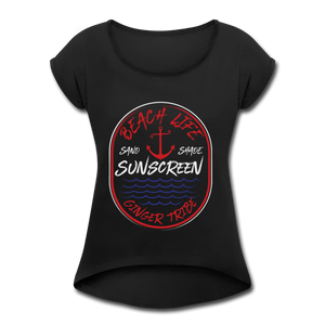 Ginger Beach Life - Women's Roll Cuff T-Shirt - black