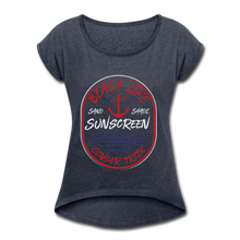 Load image into Gallery viewer, Ginger Beach Life - Women&#39;s Roll Cuff T-Shirt - navy heather