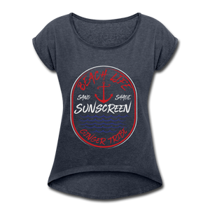 Ginger Beach Life - Women's Roll Cuff T-Shirt - navy heather