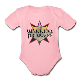 Warrior Princess - Organic Short Sleeve Baby Bodysuit - light pink