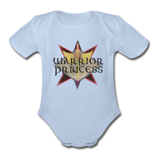 Load image into Gallery viewer, Warrior Princess - Organic Short Sleeve Baby Bodysuit - sky
