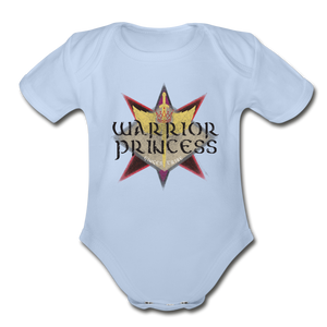 Warrior Princess - Organic Short Sleeve Baby Bodysuit - sky