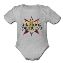 Load image into Gallery viewer, Warrior Princess - Organic Short Sleeve Baby Bodysuit - heather gray