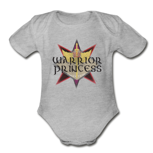 Warrior Princess - Organic Short Sleeve Baby Bodysuit - heather gray