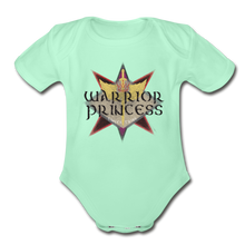 Load image into Gallery viewer, Warrior Princess - Organic Short Sleeve Baby Bodysuit - light mint
