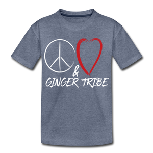 Peace, Love, and Ginger Tribe - Kids' Premium T-Shirt - heather blue