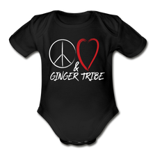 Load image into Gallery viewer, Peace and Love - Organic Short Sleeve Baby Bodysuit - black