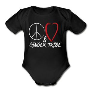Peace and Love - Organic Short Sleeve Baby Bodysuit - black