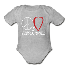 Load image into Gallery viewer, Peace and Love - Organic Short Sleeve Baby Bodysuit - heather gray