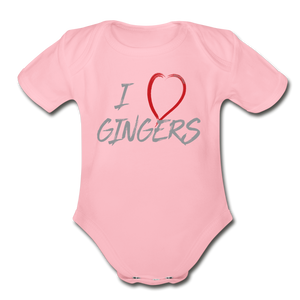 I Love Gingers - Organic Short Sleeve Baby Bodysuit - light pink