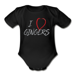 I Love Gingers - Organic Short Sleeve Baby Bodysuit - black