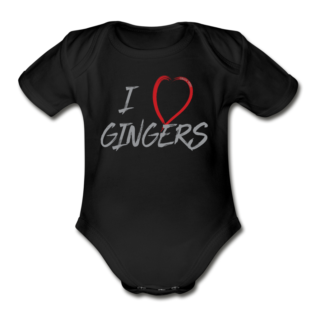 I Love Gingers - Organic Short Sleeve Baby Bodysuit - black