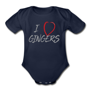 I Love Gingers - Organic Short Sleeve Baby Bodysuit - dark navy